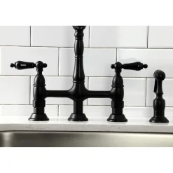 Clearance KS127XPKLBS-P Duchess Bridge Kitchen Faucet with Brass Sprayer Bridge Faucets