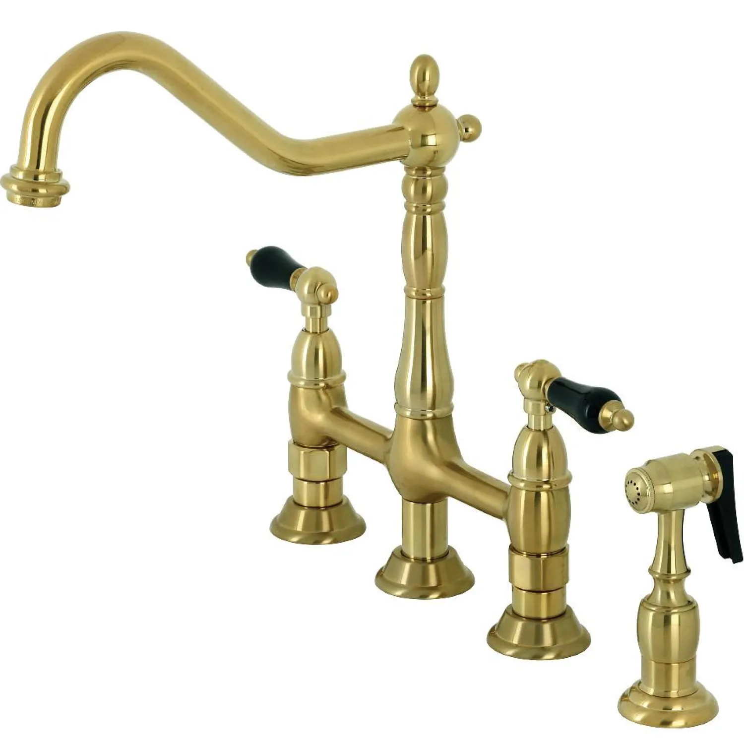 Clearance KS127XPKLBS-P Duchess Bridge Kitchen Faucet with Brass Sprayer Bridge Faucets