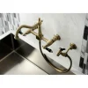Clearance KS124XPKLBS-P Duchess Two-Handle Wall Mount Bridge Kitchen Faucet with Brass Sprayer Wall Mounted Kitchen Faucets