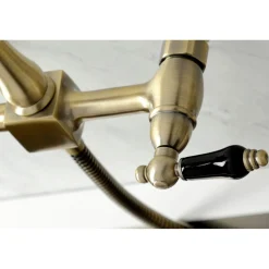 Clearance KS124XPKLBS-P Duchess Two-Handle Wall Mount Bridge Kitchen Faucet with Brass Sprayer Wall Mounted Kitchen Faucets