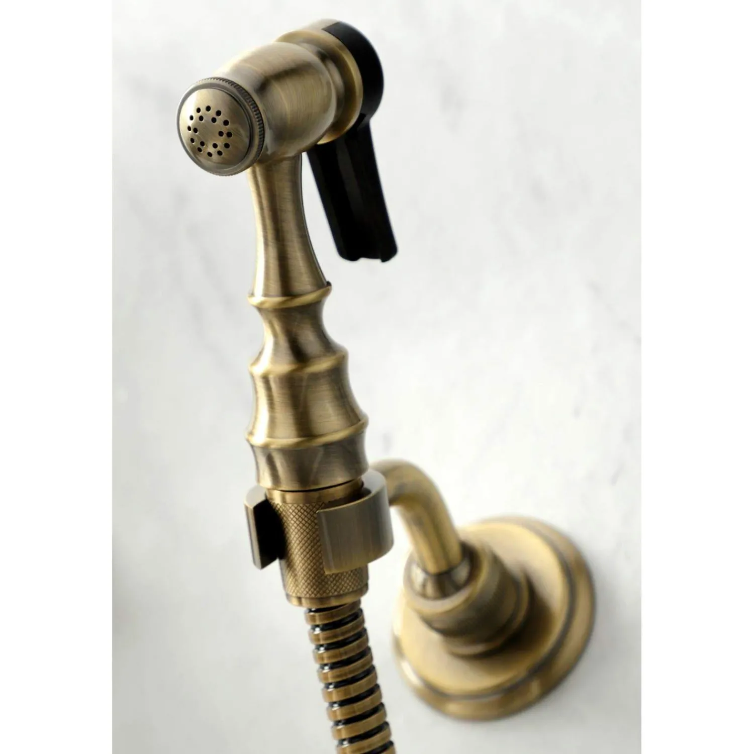 Clearance KS124XPKLBS-P Duchess Two-Handle Wall Mount Bridge Kitchen Faucet with Brass Sprayer Wall Mounted Kitchen Faucets
