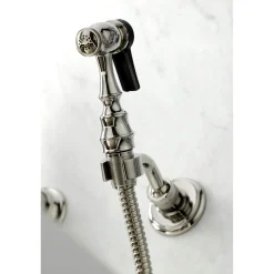 Clearance KS124XPKLBS-P Duchess Two-Handle Wall Mount Bridge Kitchen Faucet with Brass Sprayer Wall Mounted Kitchen Faucets