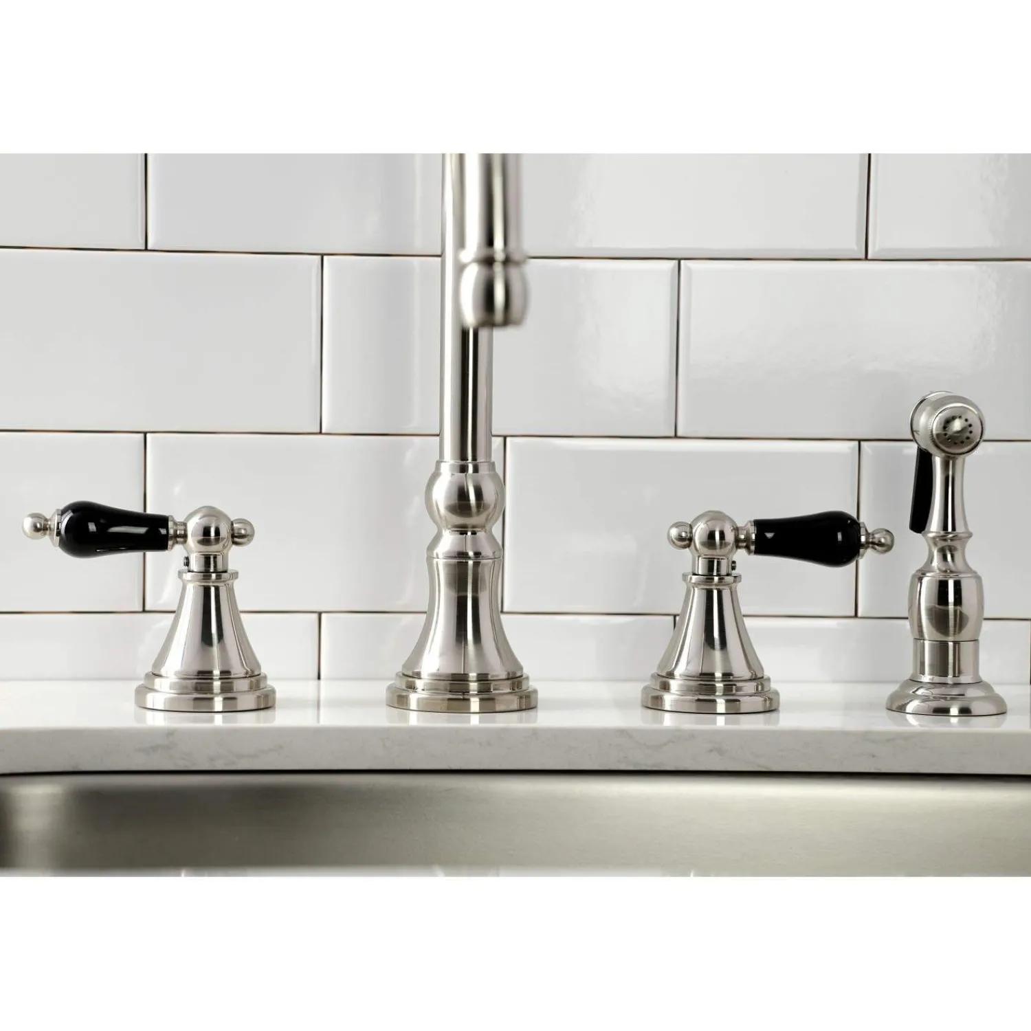 New KS279XPKLBS-P Duchess Widespread Kitchen Faucet with Brass Sprayer Widespread Kitchen Faucets