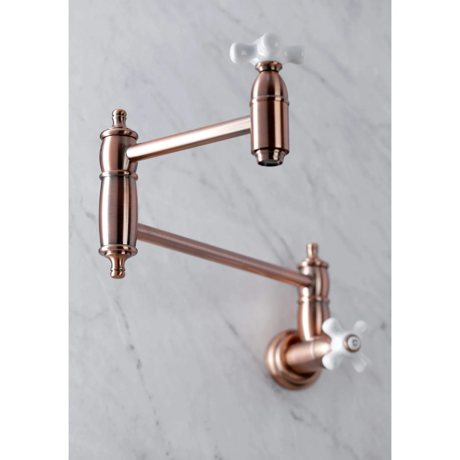 Outlet KS310XPX-P Restoration Two-Handle Wall Mount Pot Filler Wall Mounted Kitchen Faucets