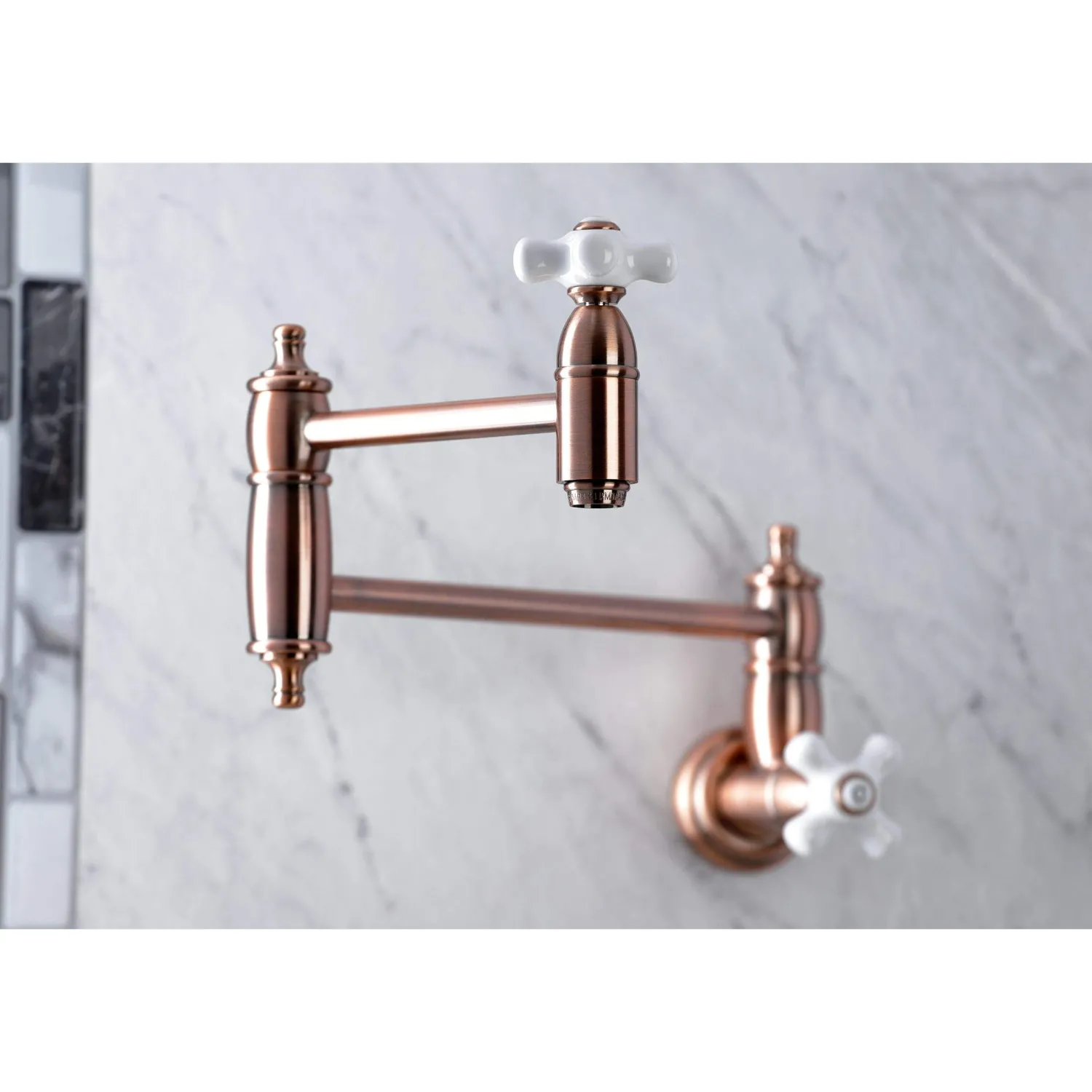 Outlet KS310XPX-P Restoration Two-Handle Wall Mount Pot Filler Wall Mounted Kitchen Faucets
