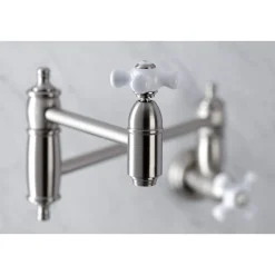 Outlet KS310XPX-P Restoration Two-Handle Wall Mount Pot Filler Wall Mounted Kitchen Faucets