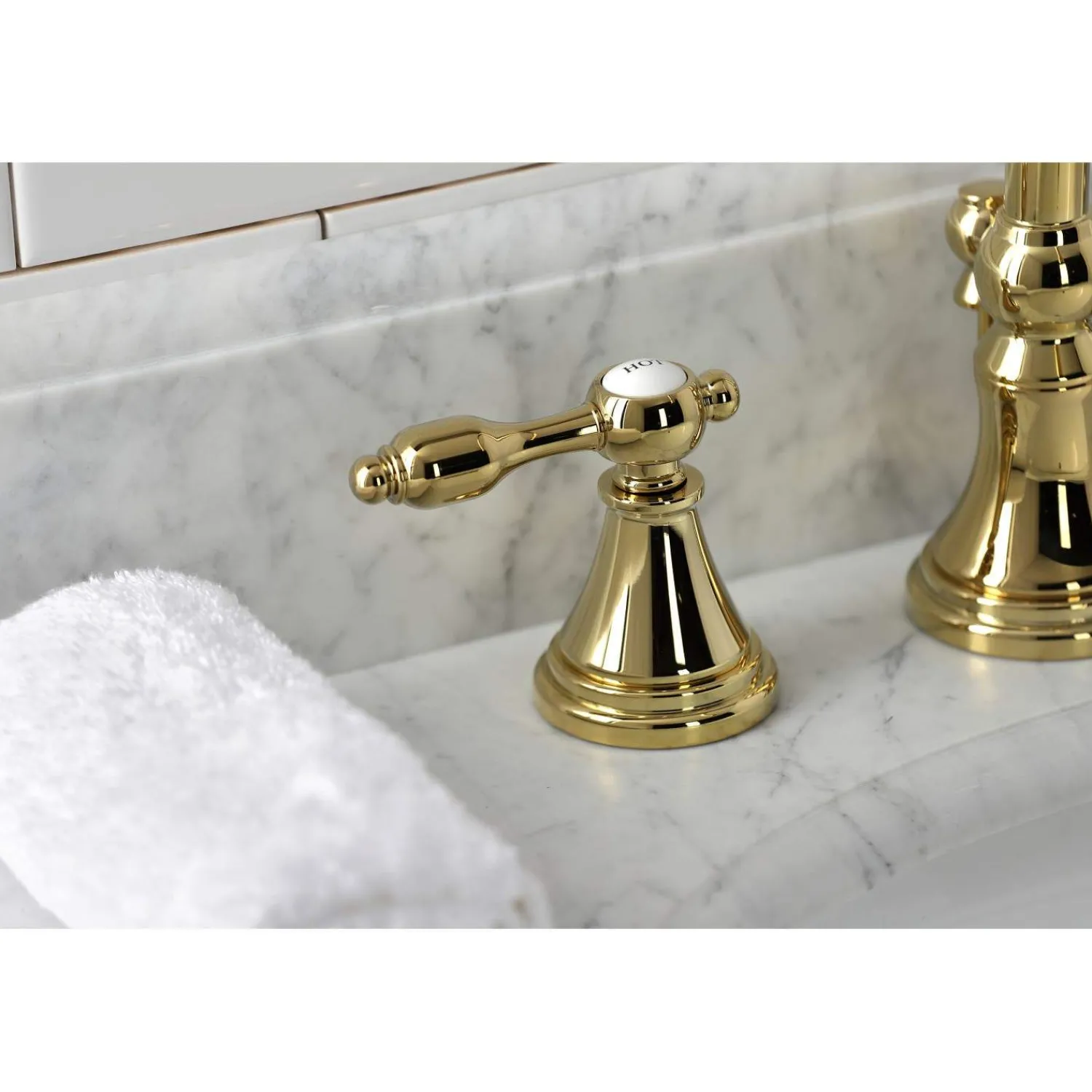 New KS298XTAL-P Tudor Widespread Bathroom Faucet with Brass Pop-Up 8" Widespread