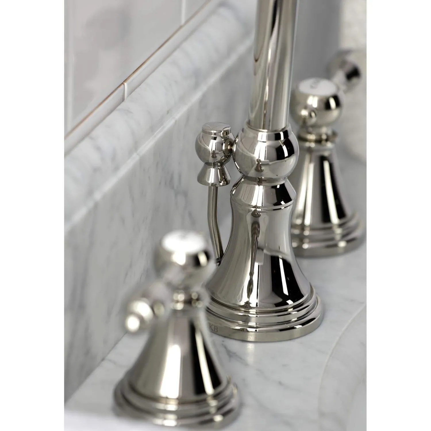 New KS298XTAL-P Tudor Widespread Bathroom Faucet with Brass Pop-Up 8" Widespread