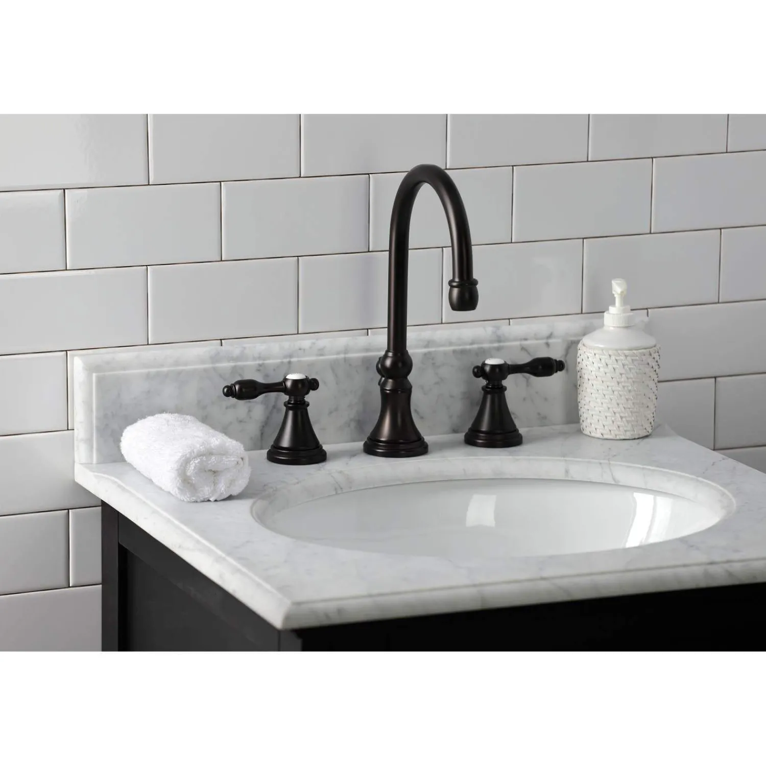 New KS298XTAL-P Tudor Widespread Bathroom Faucet with Brass Pop-Up 8" Widespread