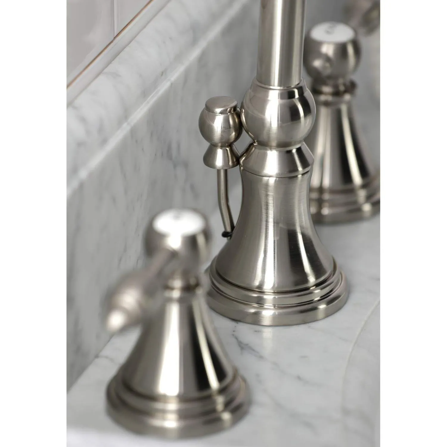 New KS298XTAL-P Tudor Widespread Bathroom Faucet with Brass Pop-Up 8" Widespread