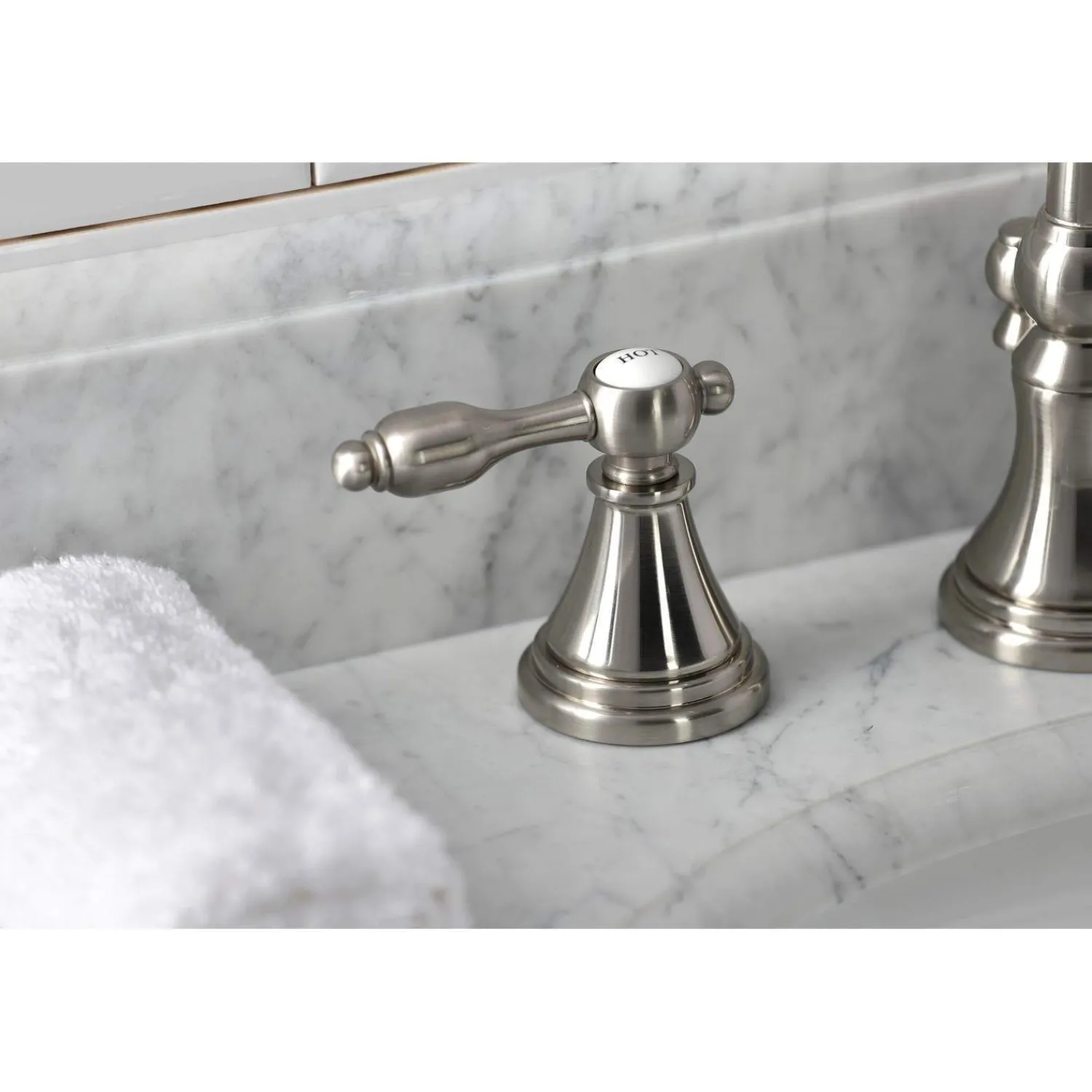 New KS298XTAL-P Tudor Widespread Bathroom Faucet with Brass Pop-Up 8" Widespread