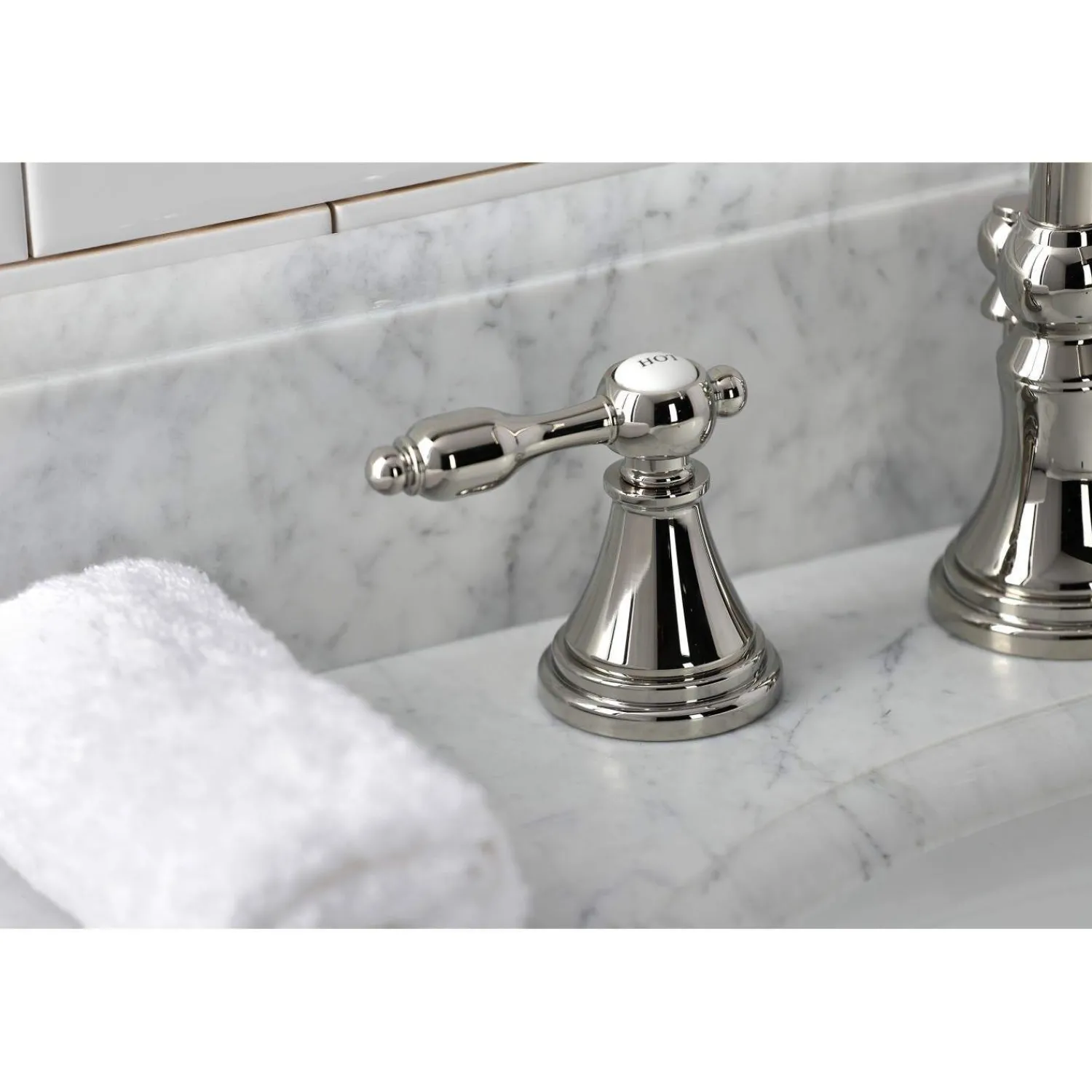 New KS298XTAL-P Tudor Widespread Bathroom Faucet with Brass Pop-Up 8" Widespread