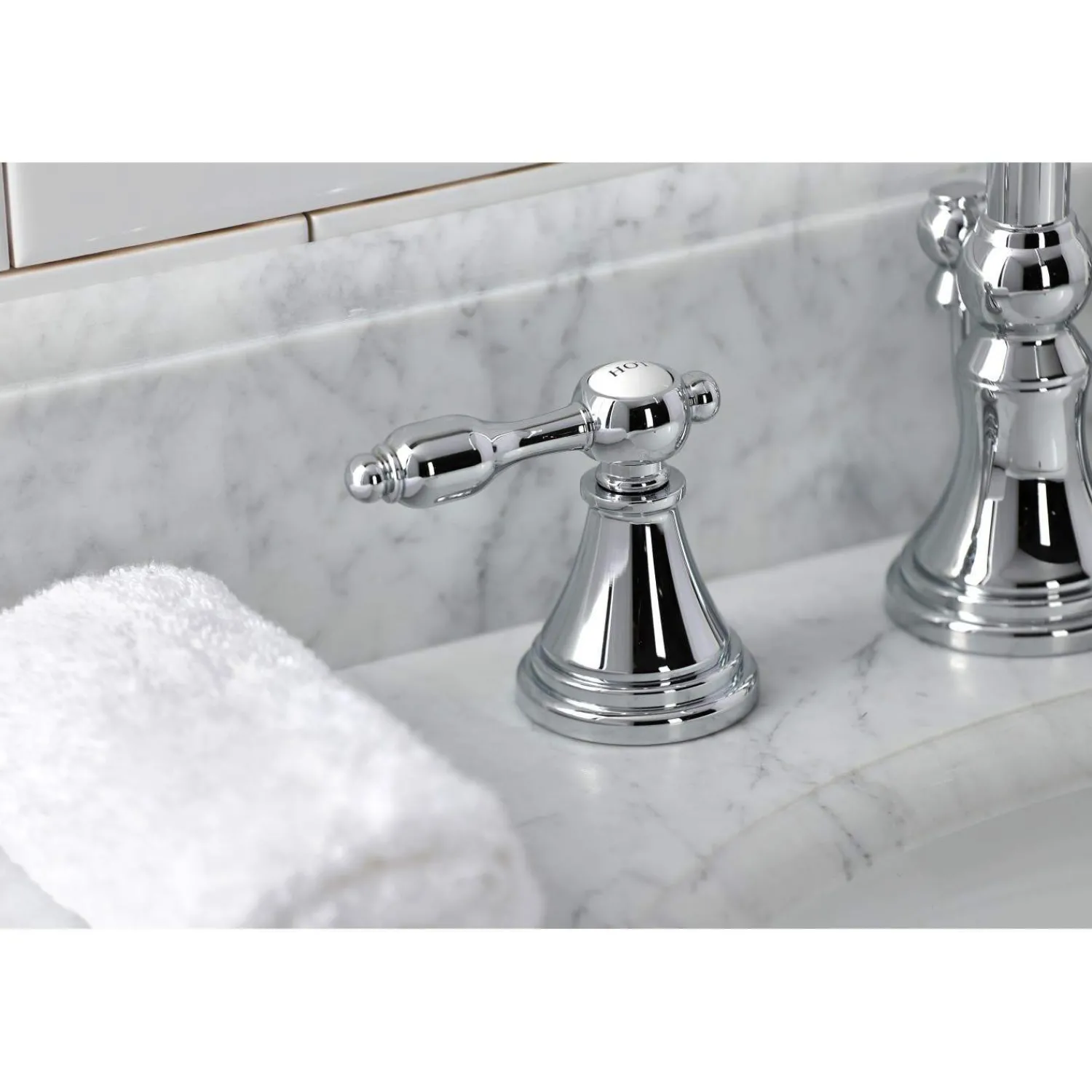 New KS298XTAL-P Tudor Widespread Bathroom Faucet with Brass Pop-Up 8" Widespread