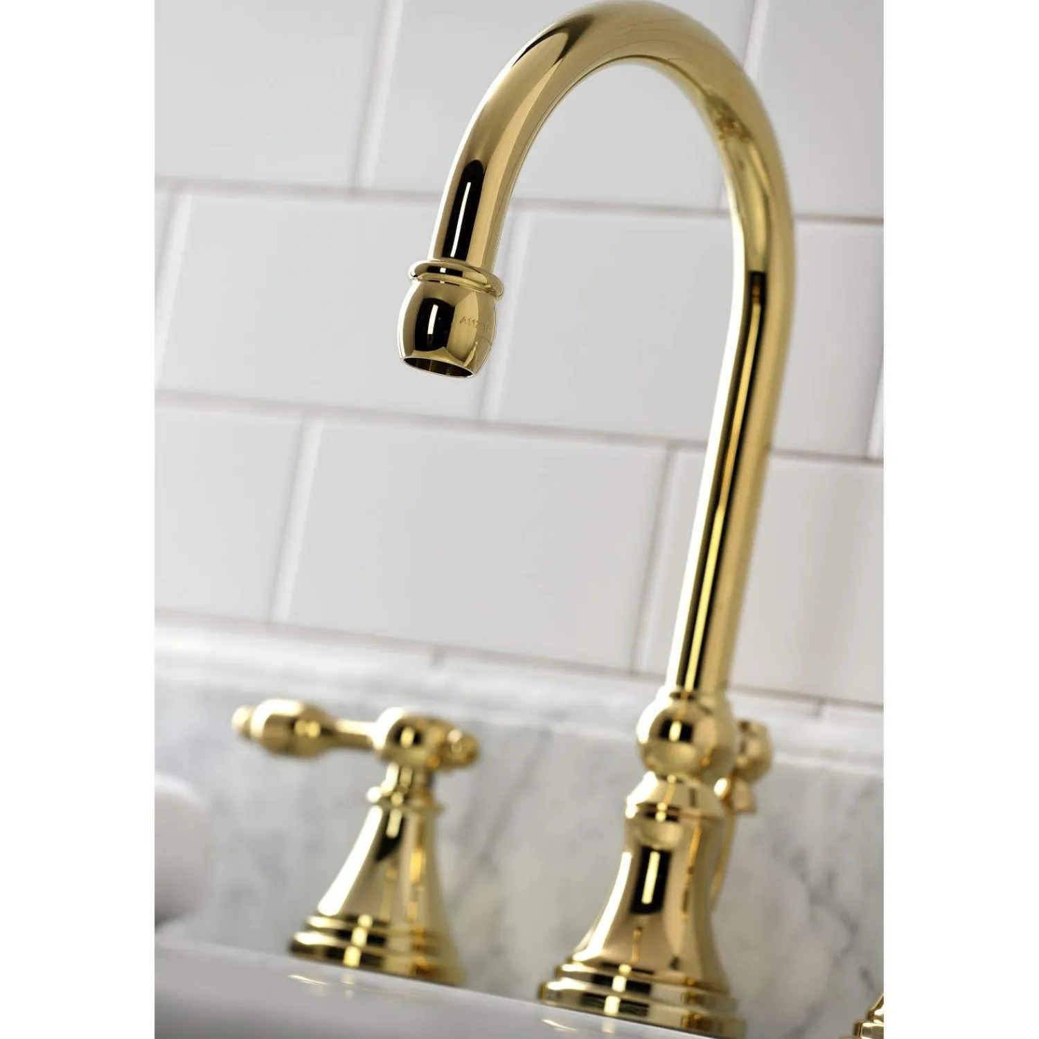 New KS298XTAL-P Tudor Widespread Bathroom Faucet with Brass Pop-Up 8" Widespread