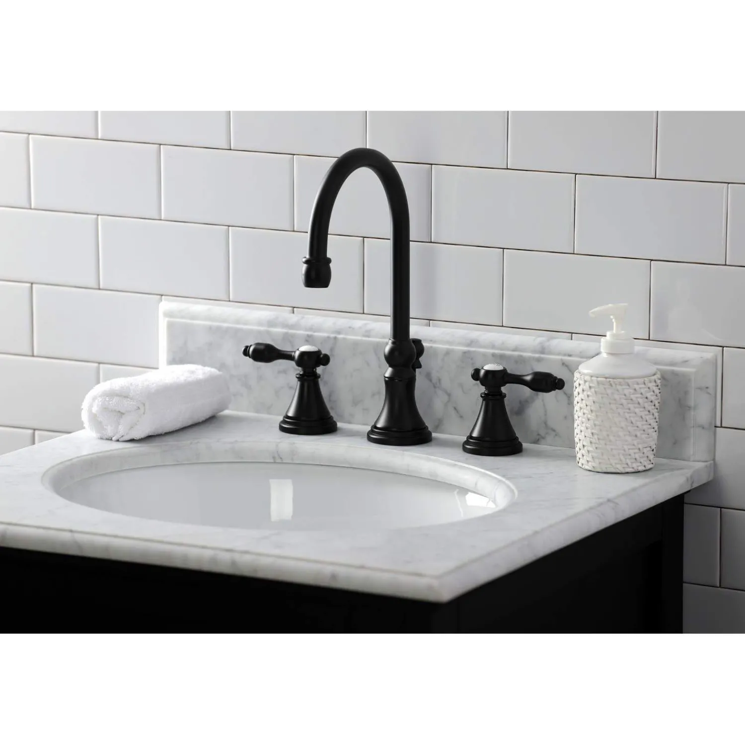 New KS298XTAL-P Tudor Widespread Bathroom Faucet with Brass Pop-Up 8" Widespread