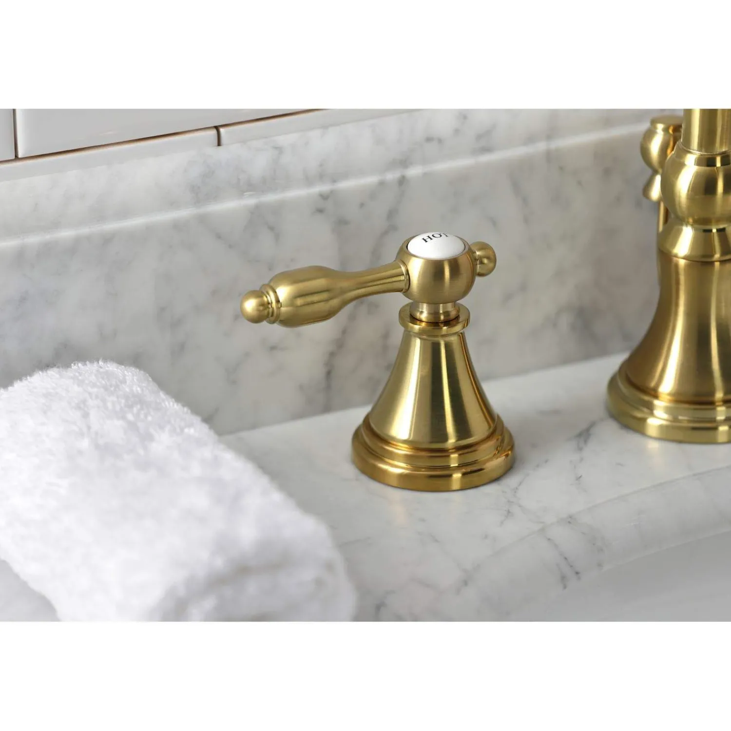 New KS298XTAL-P Tudor Widespread Bathroom Faucet with Brass Pop-Up 8" Widespread