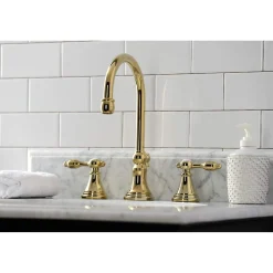 New KS298XTAL-P Tudor Widespread Bathroom Faucet with Brass Pop-Up 8