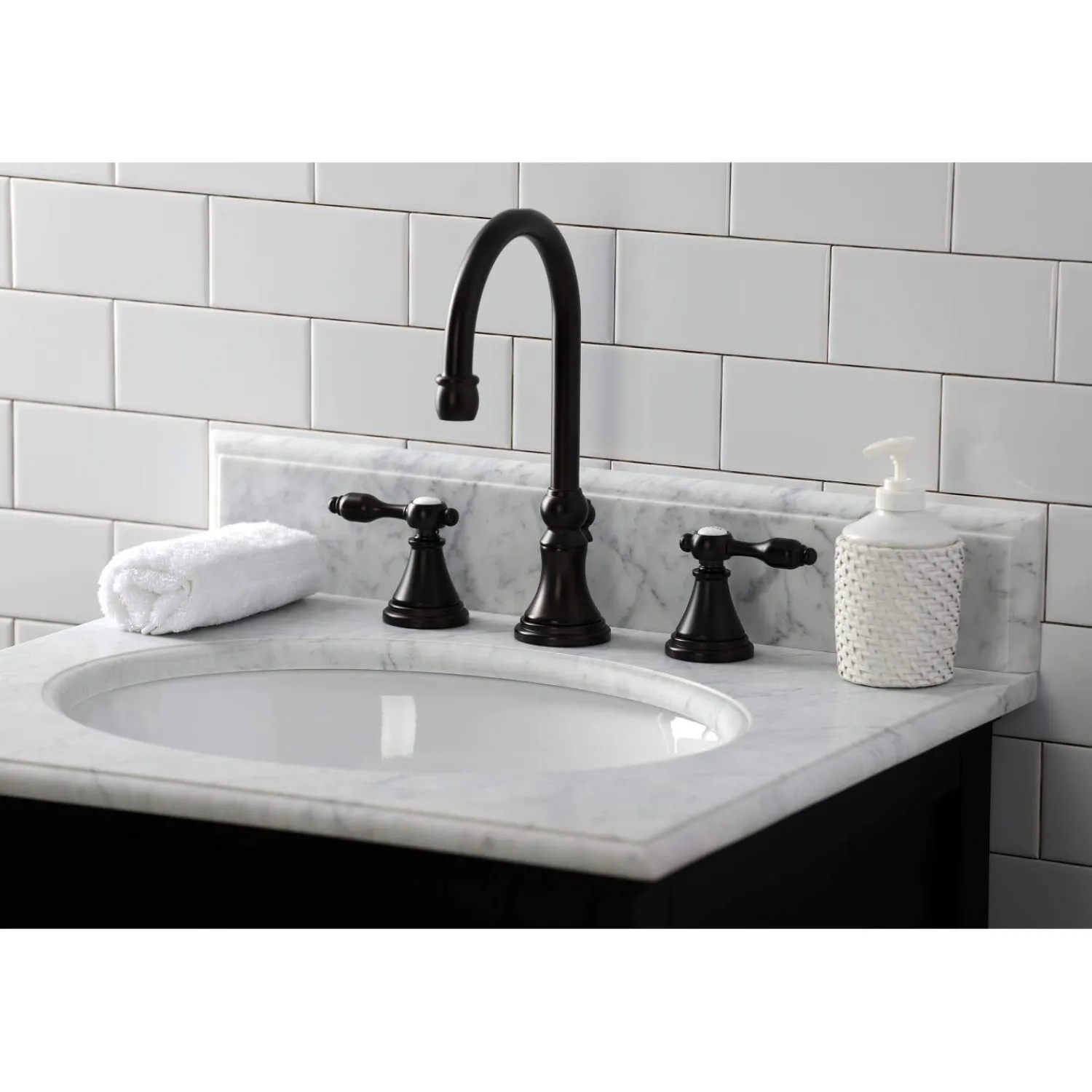 New KS298XTAL-P Tudor Widespread Bathroom Faucet with Brass Pop-Up 8" Widespread
