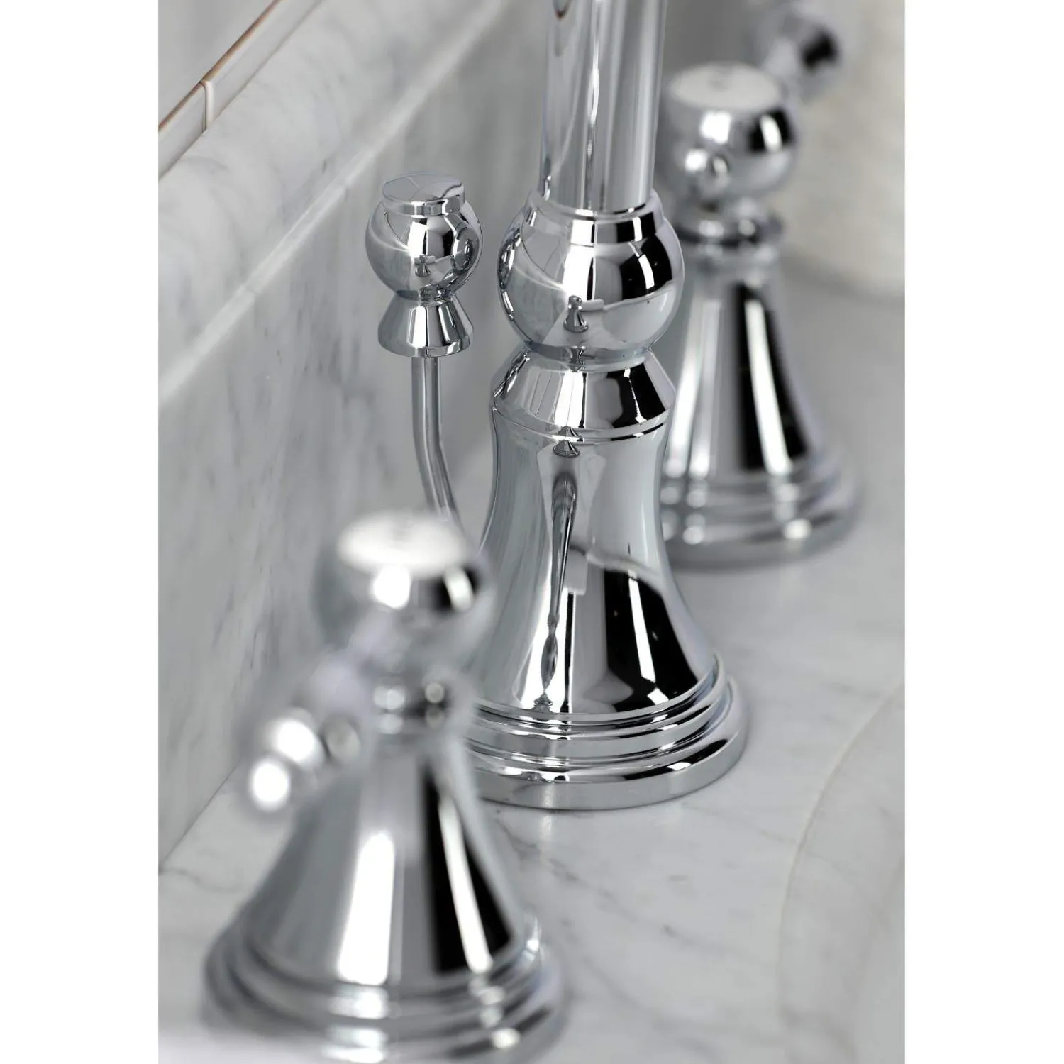 New KS298XTAL-P Tudor Widespread Bathroom Faucet with Brass Pop-Up 8" Widespread