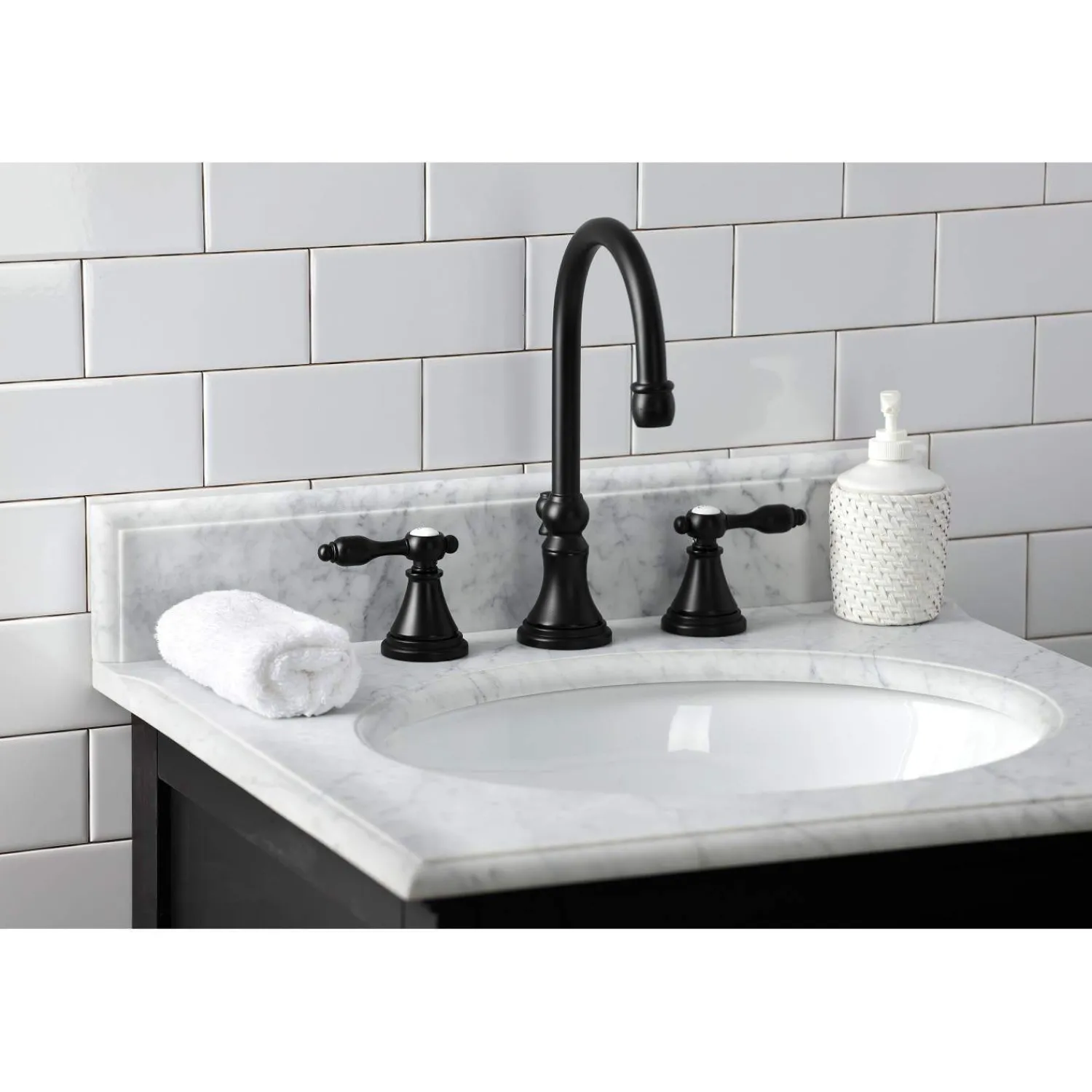 New KS298XTAL-P Tudor Widespread Bathroom Faucet with Brass Pop-Up 8" Widespread