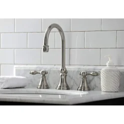 New KS298XTAL-P Tudor Widespread Bathroom Faucet with Brass Pop-Up 8