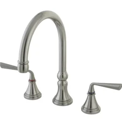 Outlet KS2798ZLLS Silver Sage Double Handle Widespread Kitchen Faucet without Brass Sprayer Widespread Kitchen Faucets