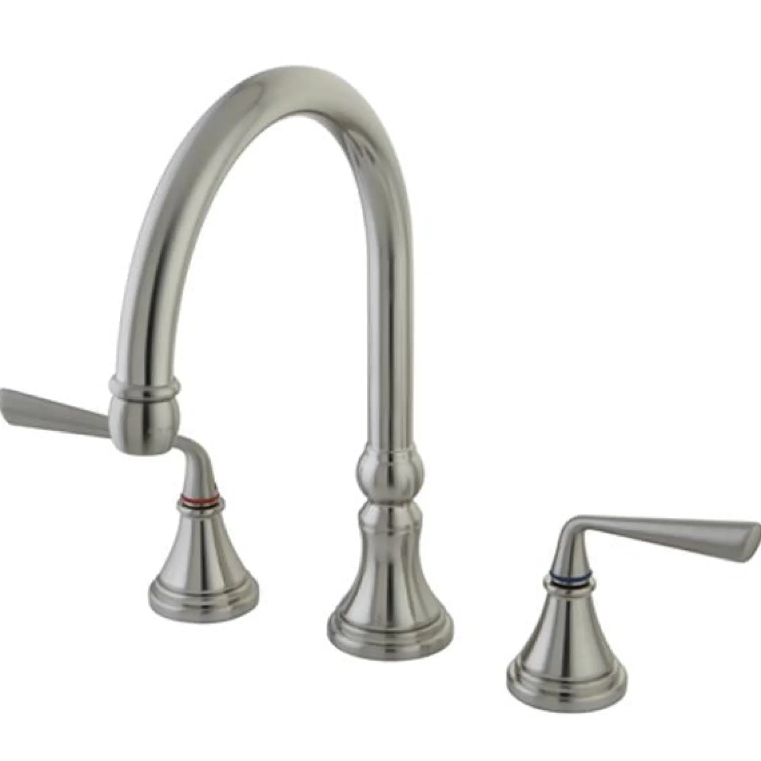 Outlet KS2798ZLLS Silver Sage Double Handle Widespread Kitchen Faucet without Brass Sprayer Widespread Kitchen Faucets