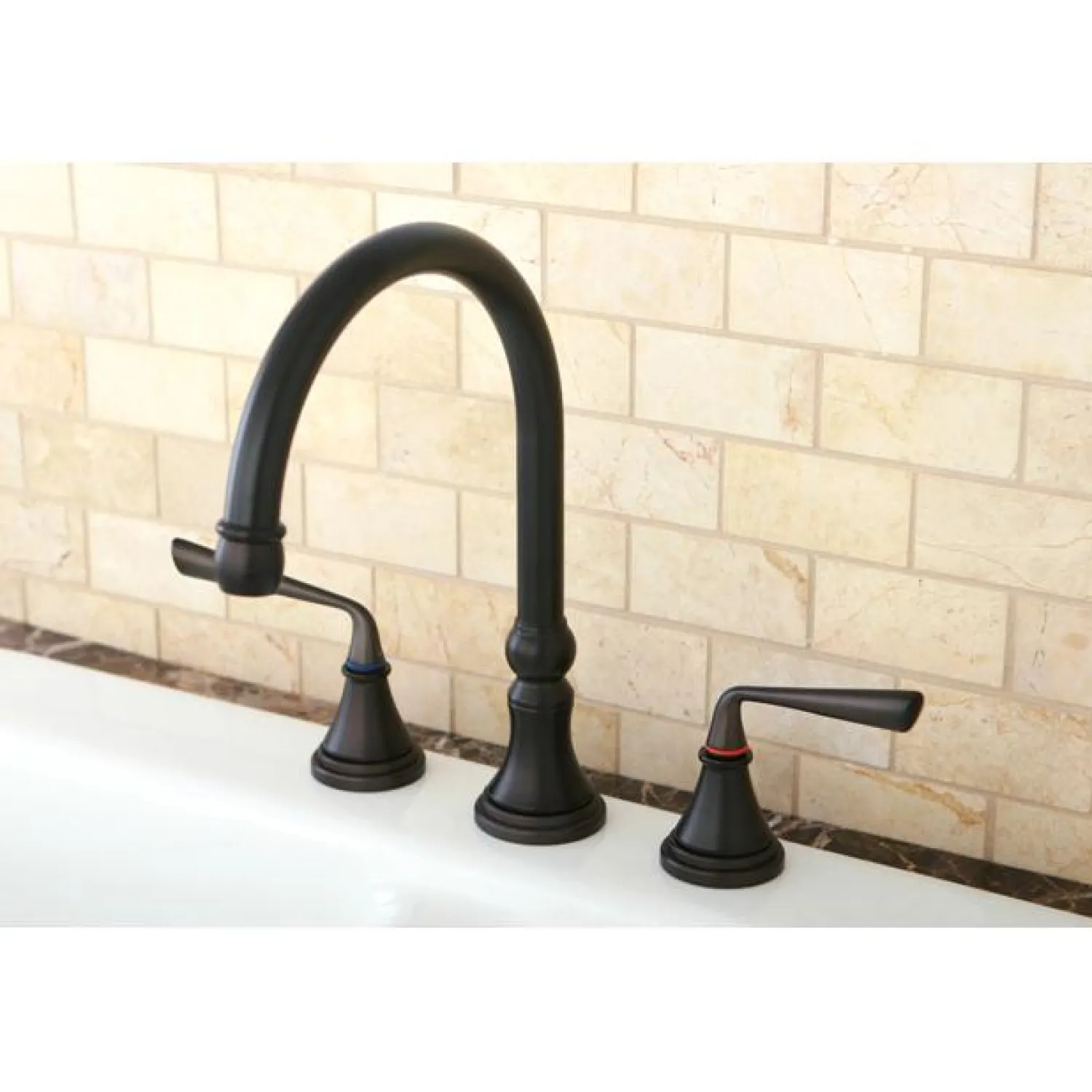 Discount KS2795ZLLS Silver Sage Widespread ADA Kitchen Faucet without Sprayer in Oil Rubbed Bronze Widespread Kitchen Faucets