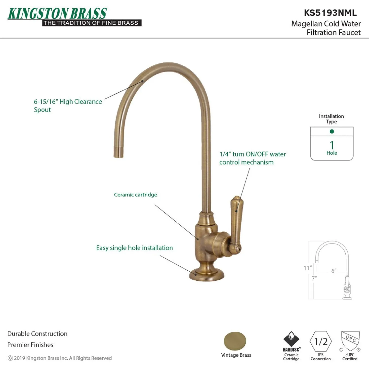 Clearance Magellan Single-Handle Water Filtration Faucet Single Hole