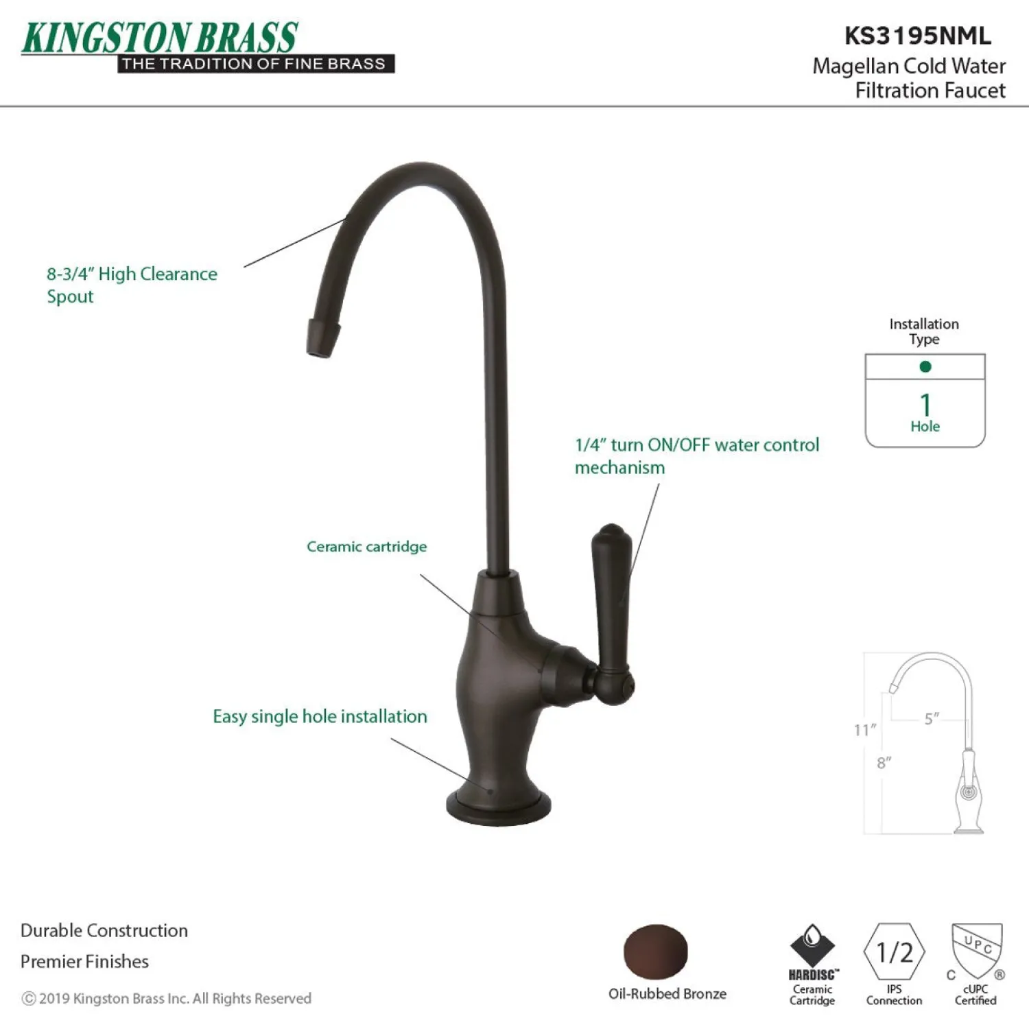 Clearance Magellan Single Handle Water Filtration Faucet Single Hole