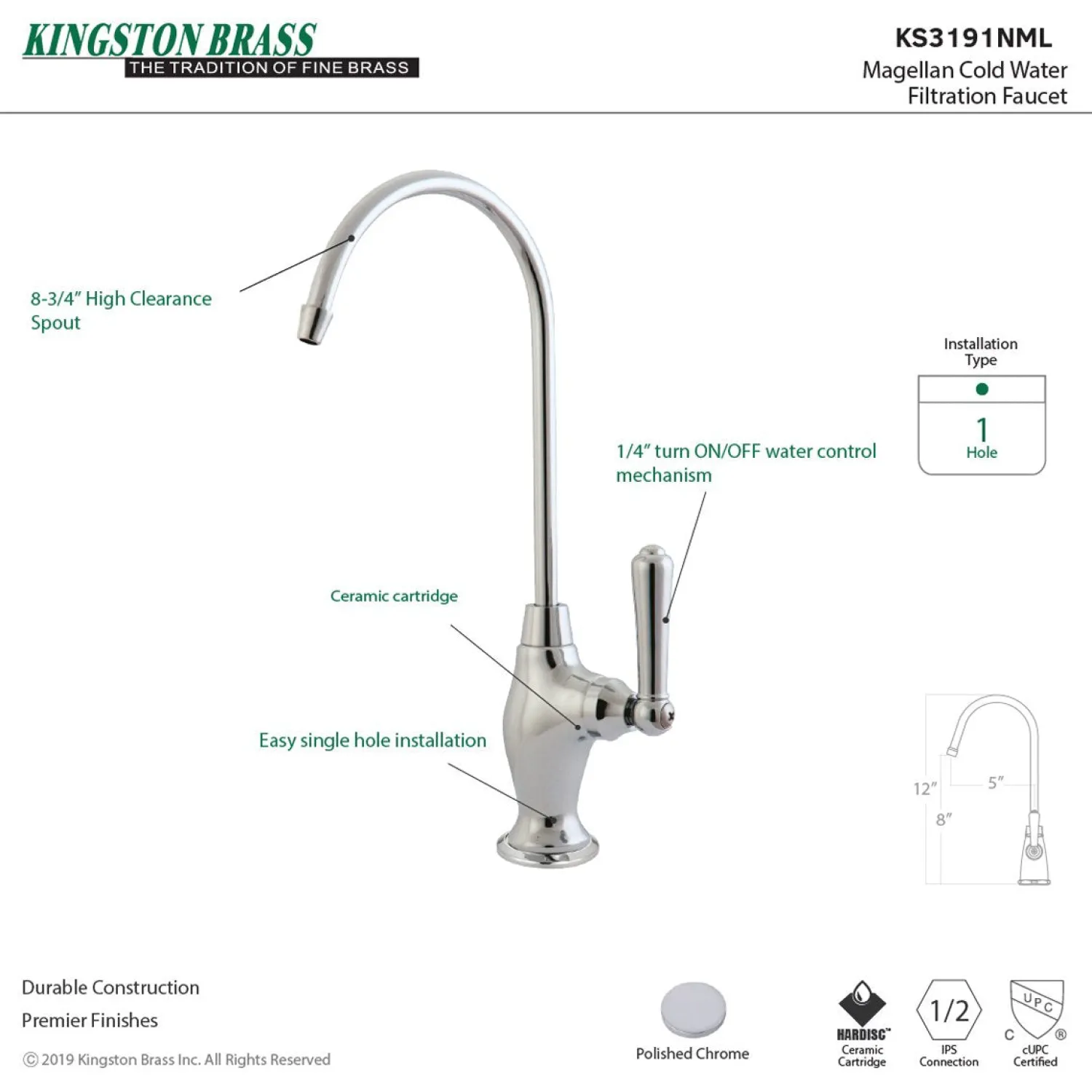 Clearance Magellan Single Handle Water Filtration Faucet Single Hole