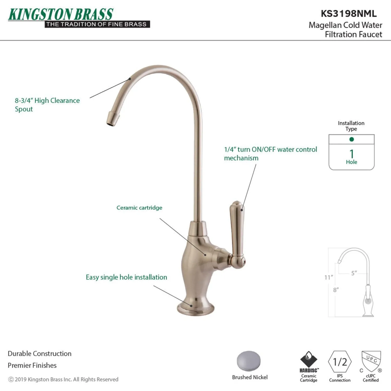 Clearance Magellan Single Handle Water Filtration Faucet Single Hole