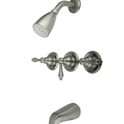 Outlet Magellan Three Handle Tub and Shower Faucet in Satin Nickel Tub & Shower Sets