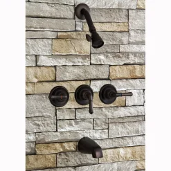 Clearance Magellan Three Handle Tub and Shower Faucet in Oil Rubbed Bronze Tub & Shower Sets