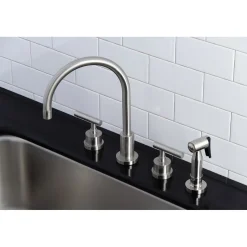 Clearance Manhattan 8-Inch Widespread Kitchen Faucet with Brass Sprayer Widespread Kitchen Faucets|Faucets With Side Spray
