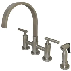 Sale Manhattan Two-Handle Kitchen Faucet with Brass Side Sprayer Faucets With Side Spray|Bridge Faucets