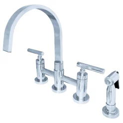 Sale Manhattan Two-Handle Kitchen Faucet with Brass Side Sprayer Faucets With Side Spray|Bridge Faucets