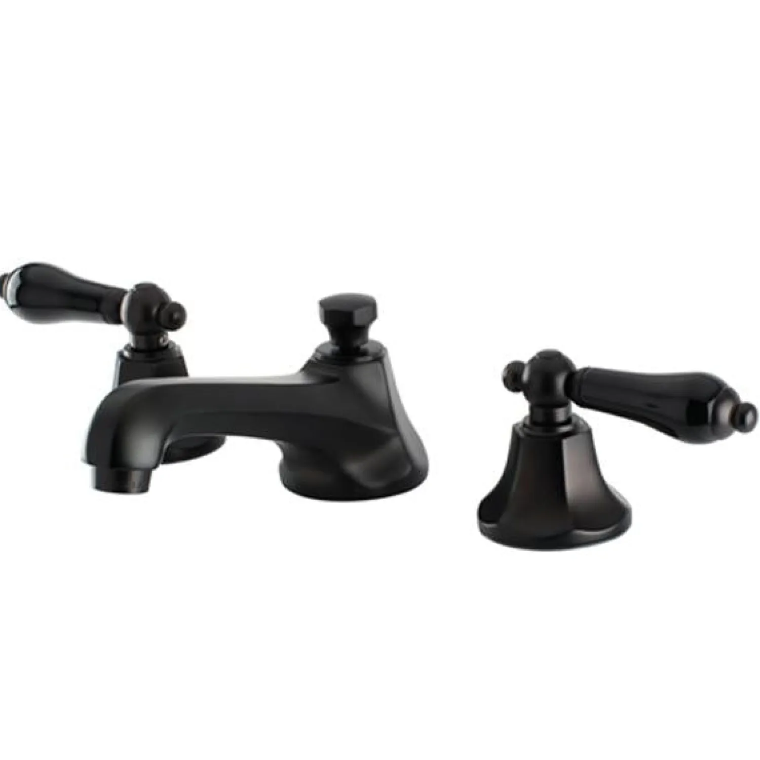Online Metropolitan Onyx Widespread Lavatory Faucet with Black Porcelain Lever Handle 8" Widespread