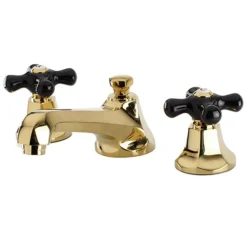 Clearance Metropolitan Onyx Widespread Lavatory Faucet with Black Porcelain Cross Handle 8