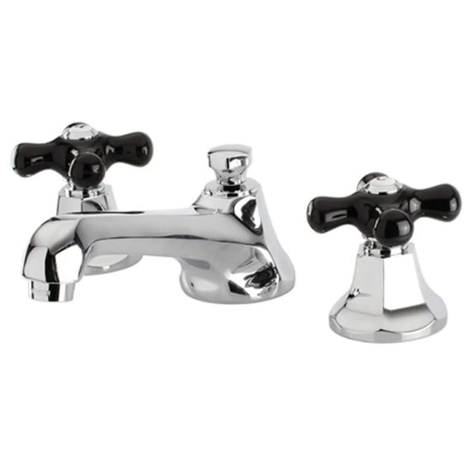 Clearance Metropolitan Onyx Widespread Lavatory Faucet with Black Porcelain Cross Handle 8" Widespread
