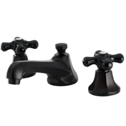 Clearance Metropolitan Onyx Widespread Lavatory Faucet with Black Porcelain Cross Handle 8