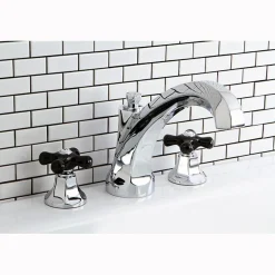 Hot Metropolitan Onyx Traditional Roman Tub Filler with Black Porcelain Cross Handle Tub Faucets