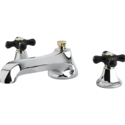 Sale Metropolitan Onyx Roman Tub Filler with Black Porcelain Cross Handle Tub Faucets