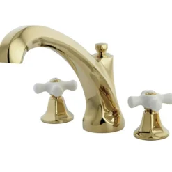 Metropolitan Roman Tub Filler with Porcelain Cross Handles Tub Faucets
