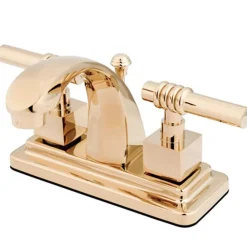 Hot Milano 4" Centerset Two Handle Lavatory Faucet with Brass Pop-up 4" Center Set