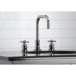 New Millennium Widespread Bathroom Faucet with Brass Pop-Up 8