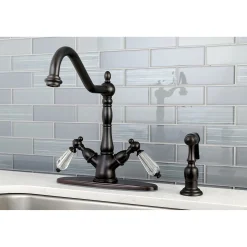Online Mono Deck Mount Kitchen Faucet with Brass Sprayer Faucets With Side Spray