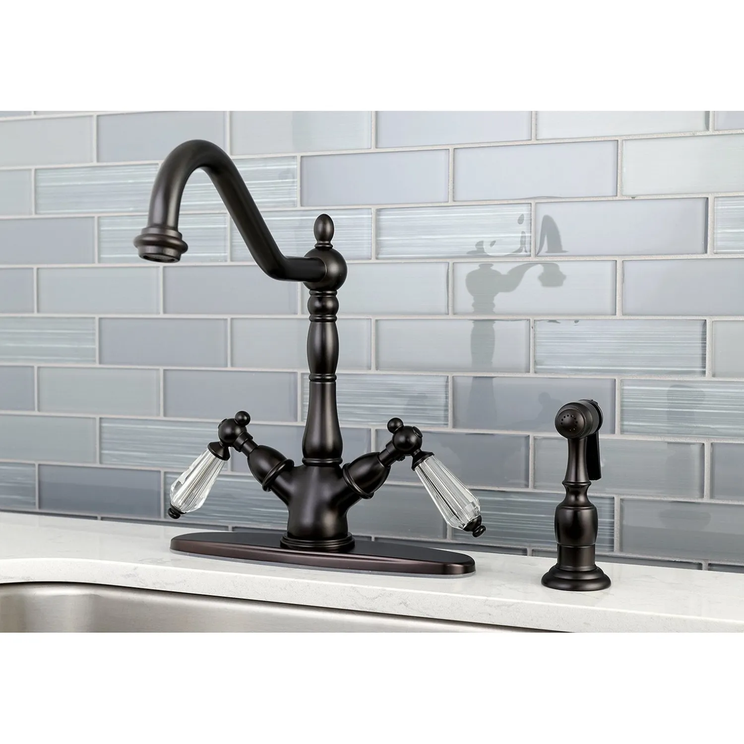 Online Mono Deck Mount Kitchen Faucet with Brass Sprayer Faucets With Side Spray