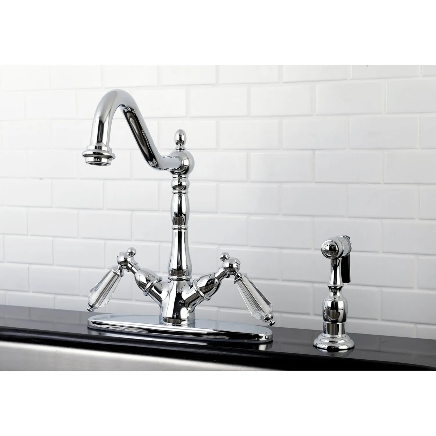 Online Mono Deck Mount Kitchen Faucet with Brass Sprayer Faucets With Side Spray