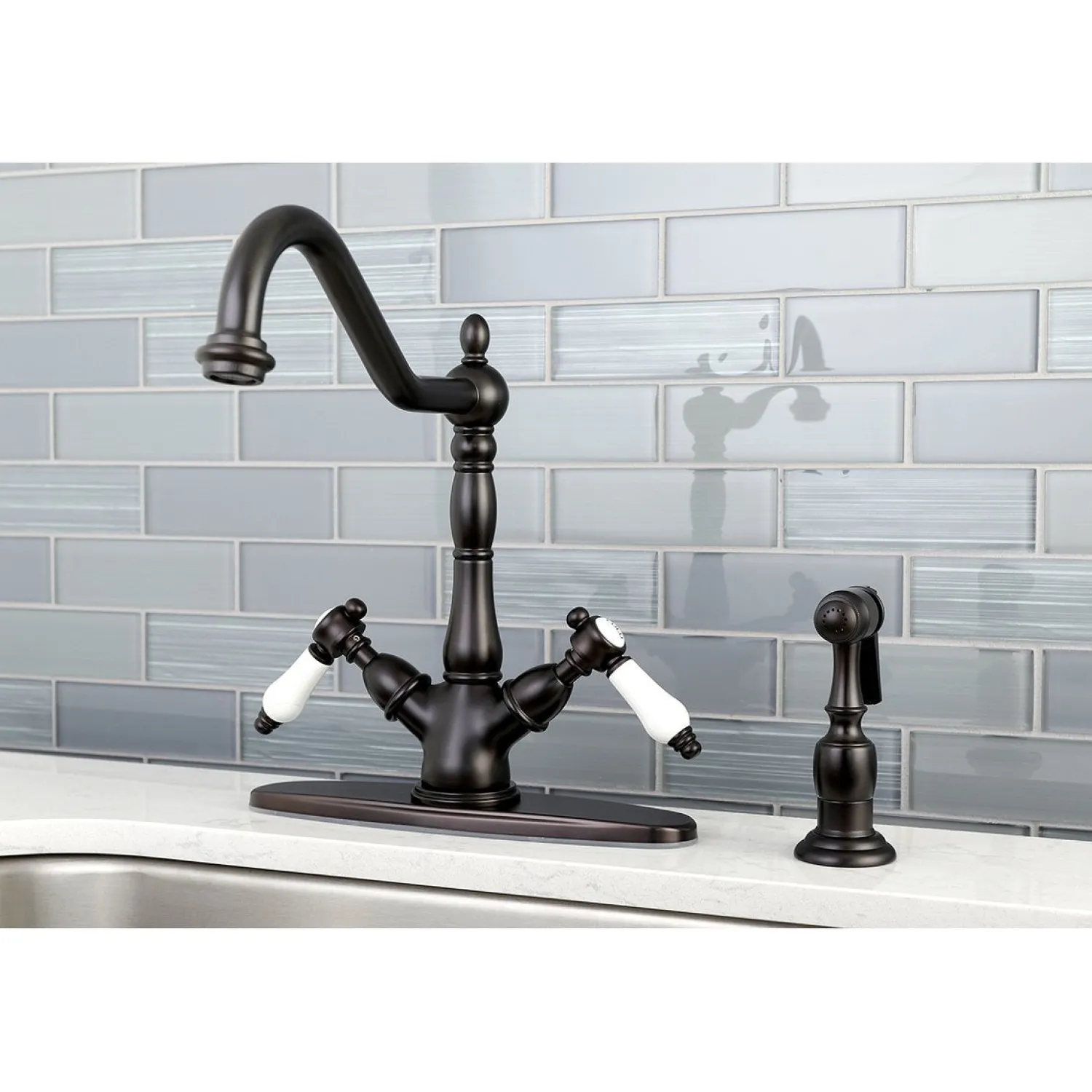 Best Mono Deck Mount Kitchen Faucet with Brass Sprayer Faucets With Side Spray